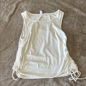 White Sleeveless Ruched Top